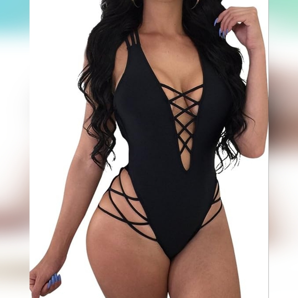 Sexy One Piece Lace Up Straps Swimsuit